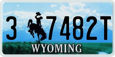 WY license plate 37482T