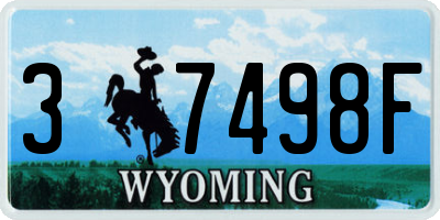 WY license plate 37498F