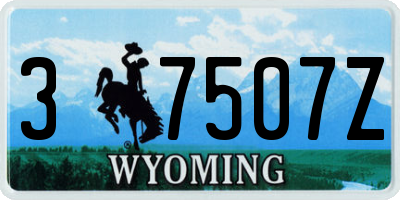 WY license plate 37507Z