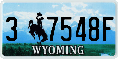 WY license plate 37548F