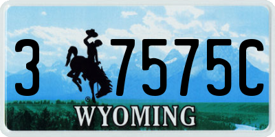 WY license plate 37575C