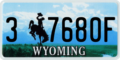 WY license plate 37680F