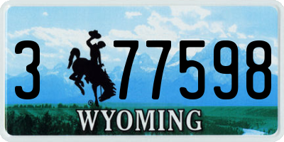 WY license plate 377598