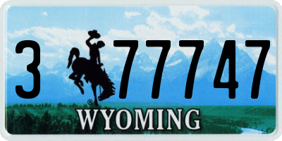 WY license plate 377747