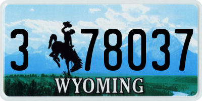 WY license plate 378037