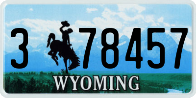 WY license plate 378457