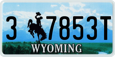 WY license plate 37853T