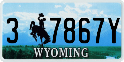 WY license plate 37867Y