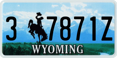 WY license plate 37871Z