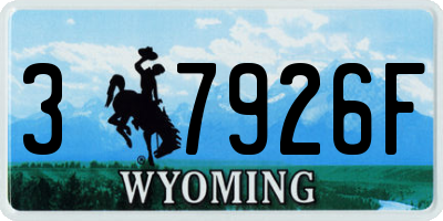 WY license plate 37926F