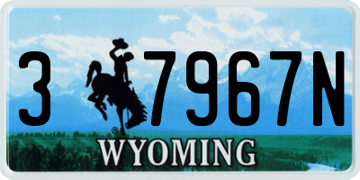 WY license plate 37967N
