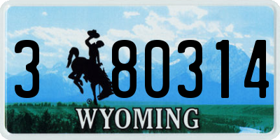 WY license plate 380314