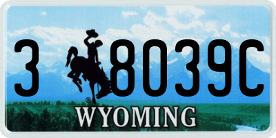 WY license plate 38039C
