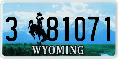WY license plate 381071
