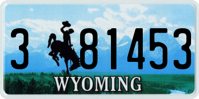 WY license plate 381453