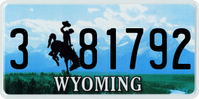 WY license plate 381792