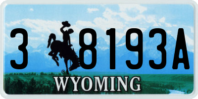 WY license plate 38193A