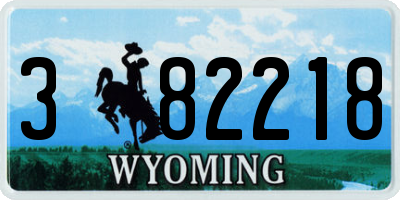 WY license plate 382218