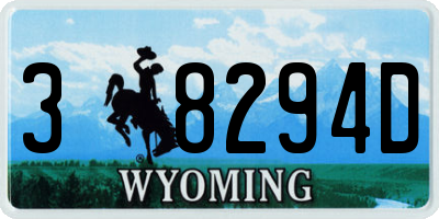 WY license plate 38294D