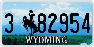 WY license plate 382954