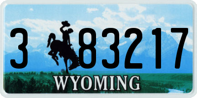 WY license plate 383217
