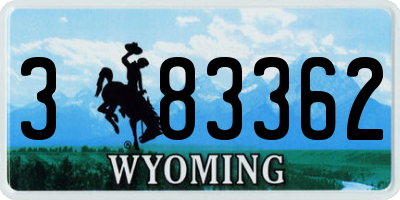 WY license plate 383362
