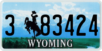 WY license plate 383424