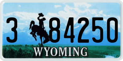 WY license plate 384250