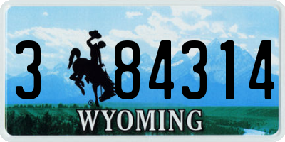 WY license plate 384314