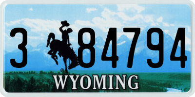WY license plate 384794