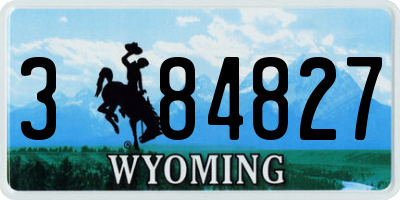 WY license plate 384827