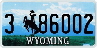 WY license plate 386002
