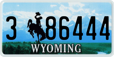 WY license plate 386444