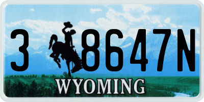 WY license plate 38647N