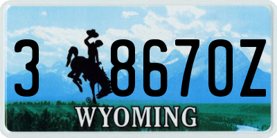 WY license plate 38670Z