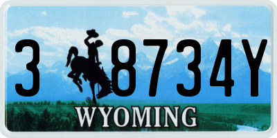 WY license plate 38734Y