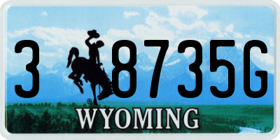 WY license plate 38735G