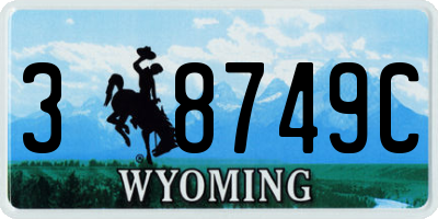 WY license plate 38749C