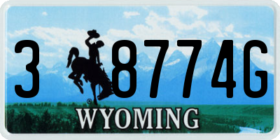 WY license plate 38774G