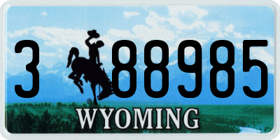 WY license plate 388985
