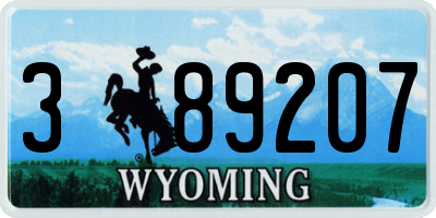 WY license plate 389207