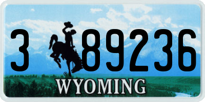 WY license plate 389236