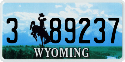 WY license plate 389237