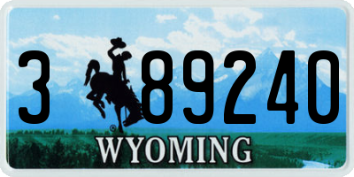 WY license plate 389240