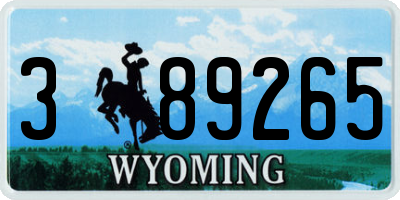 WY license plate 389265