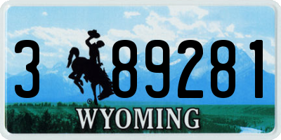 WY license plate 389281