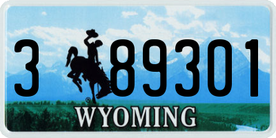 WY license plate 389301