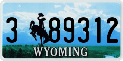 WY license plate 389312
