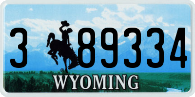 WY license plate 389334