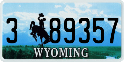 WY license plate 389357